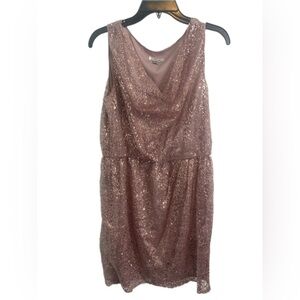 Liliana Rose Gold Sequin Cowl Neck Midi Dress